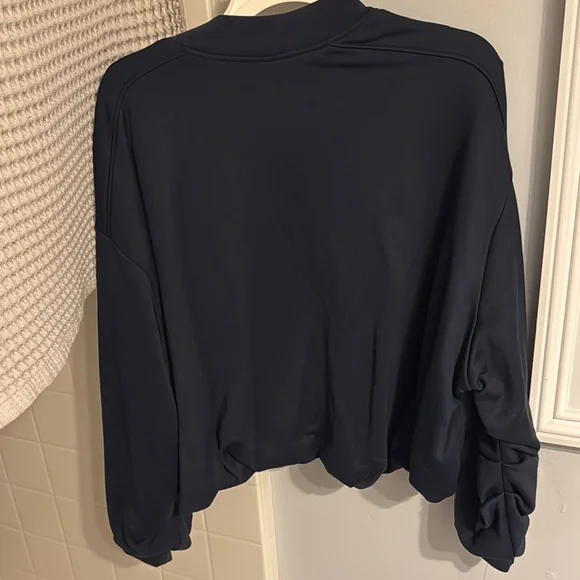 Pilcro ( Anthropologie ) Blue Bomber Jacket with Cropped Silhouette - Picture 4 of 5